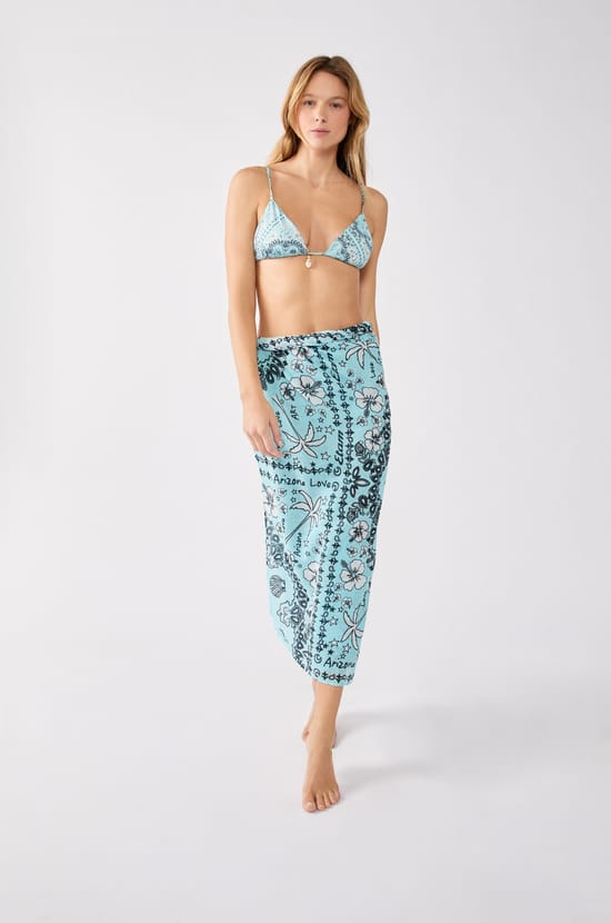 Printed cotton pareo;${refinementColor}
