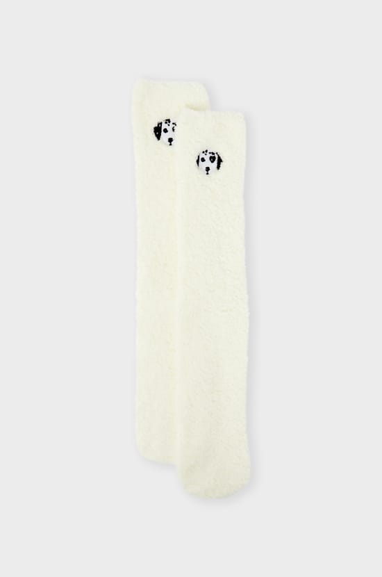 Chaussettes anti-d&eacute;rapantes en fausse fourrure avec broderie dalmatien;${refinementColor}