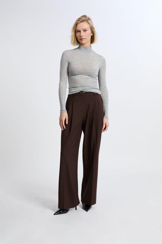 Long-sleeved high neck t-shirt with wool;${refinementColor}