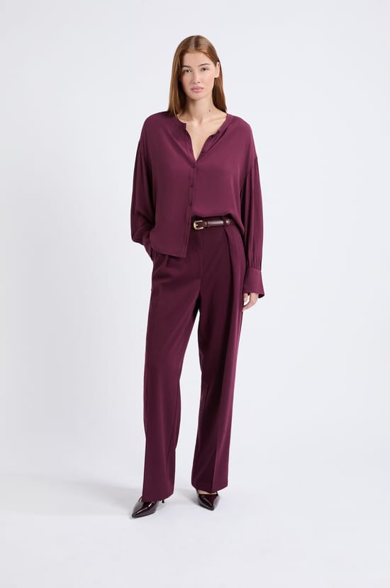 Chemise à manches longues en crepe;${refinementColor}