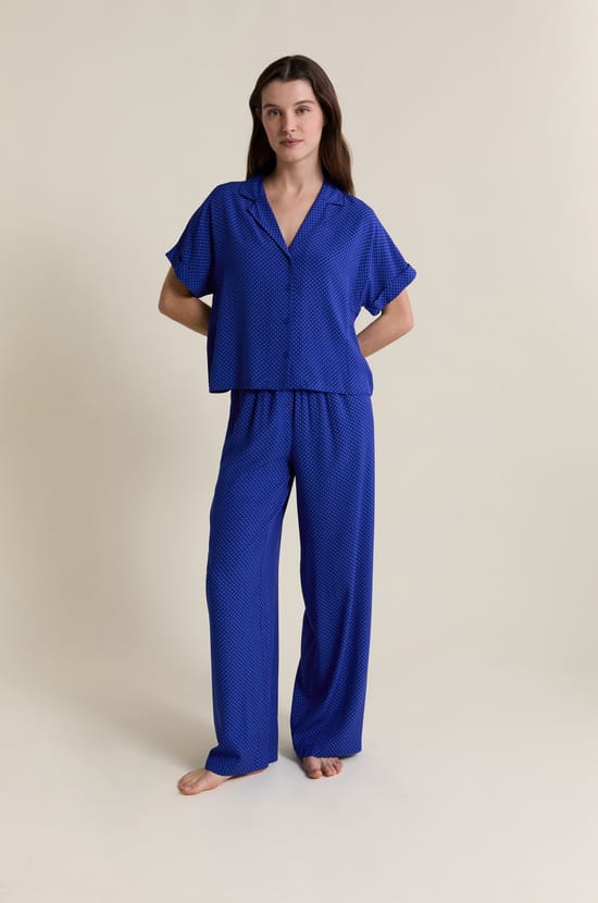 Koszula piżamowa z kr&oacute;tkimi rękawami w groszki;${refinementColor}