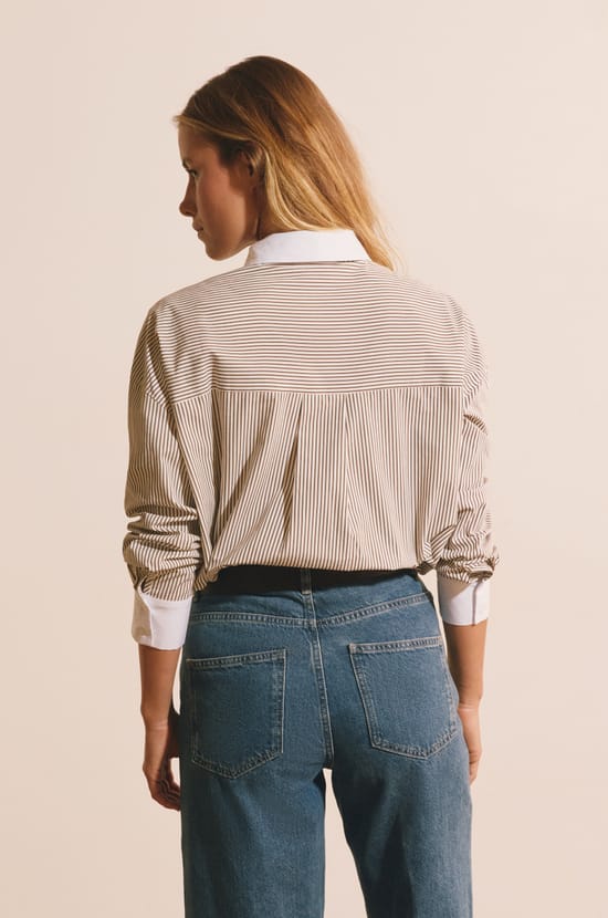 Chemise avec cravate &agrave; rayures;${refinementColor}