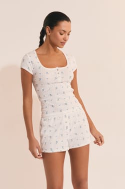 Cotton Pointelle Pyjama Shorts;${refinementColor}