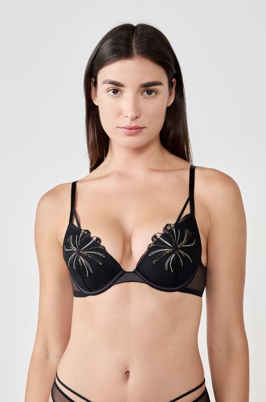 Soutien-gorge N.2 - Le push-up plongeant en broderie;${refinementColor}
