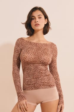 Boat-Neck Thermal T-Shirt with Cashmere;${refinementColor}