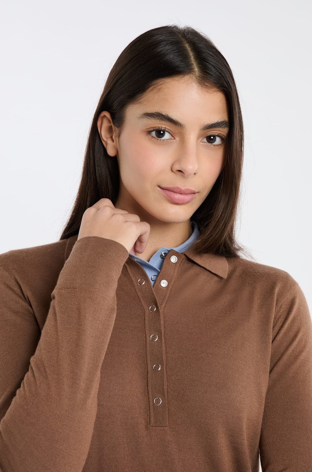 Polo manches longues 100% laine;${refinementColor}