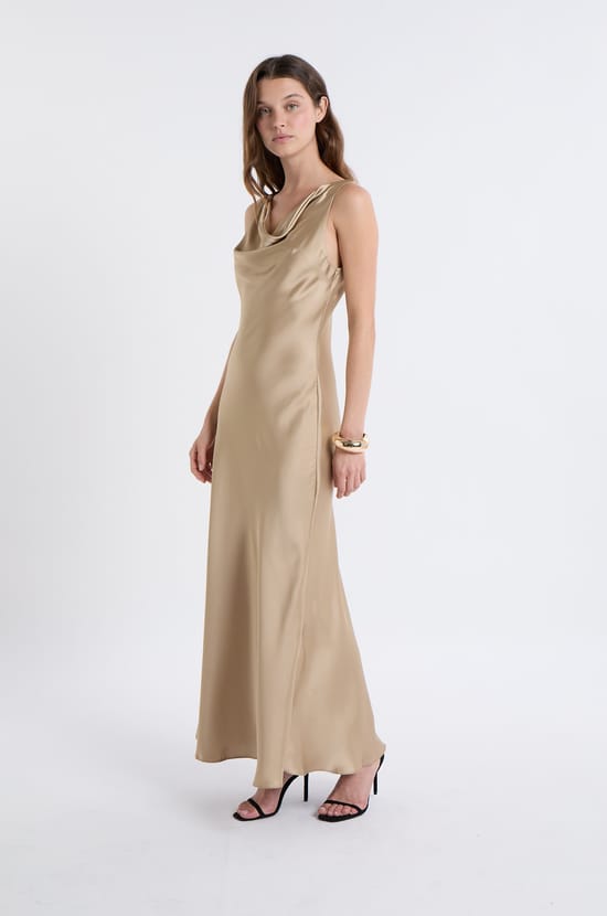 Robe longue satinée imprimé python;${refinementColor}