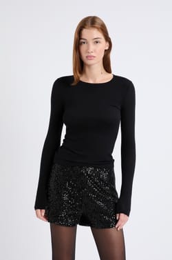 T-shirt manches longues col rond avec laine;${refinementColor}