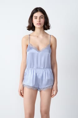Silk shorts with lace details;${refinementColor}