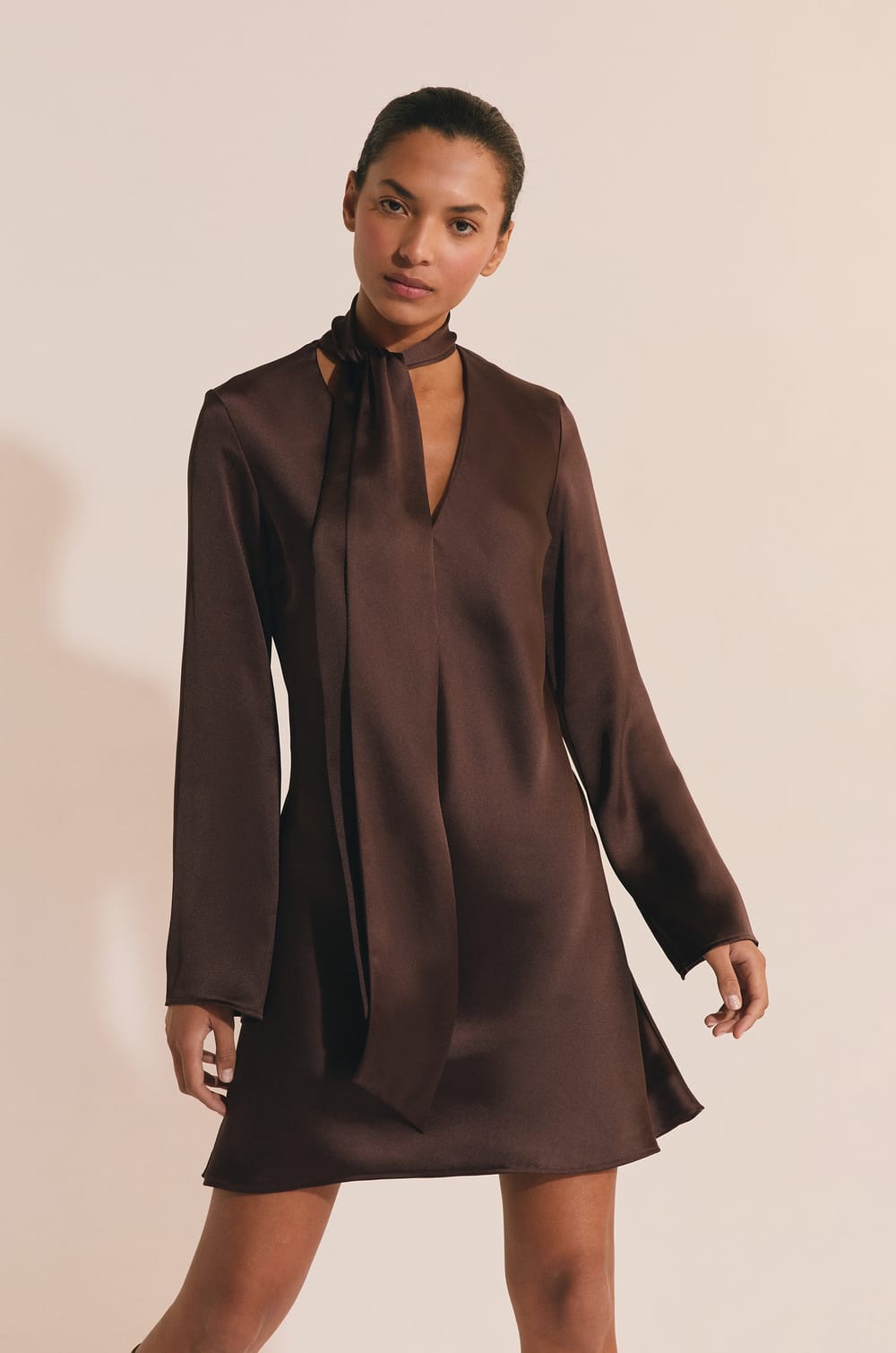 Robe courte satin&eacute;e;${refinementColor}