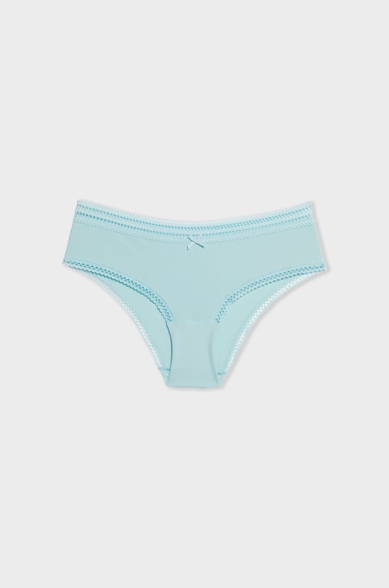 Shorty de microfibra con detalles de encaje;${refinementColor}