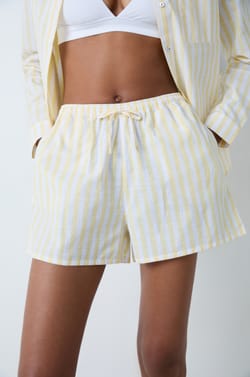 Cotton striped pyjama shorts;${refinementColor}