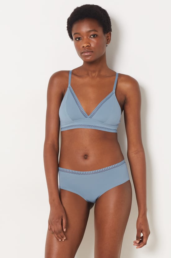 Wireless Cotton Triangle Bra;${refinementColor}