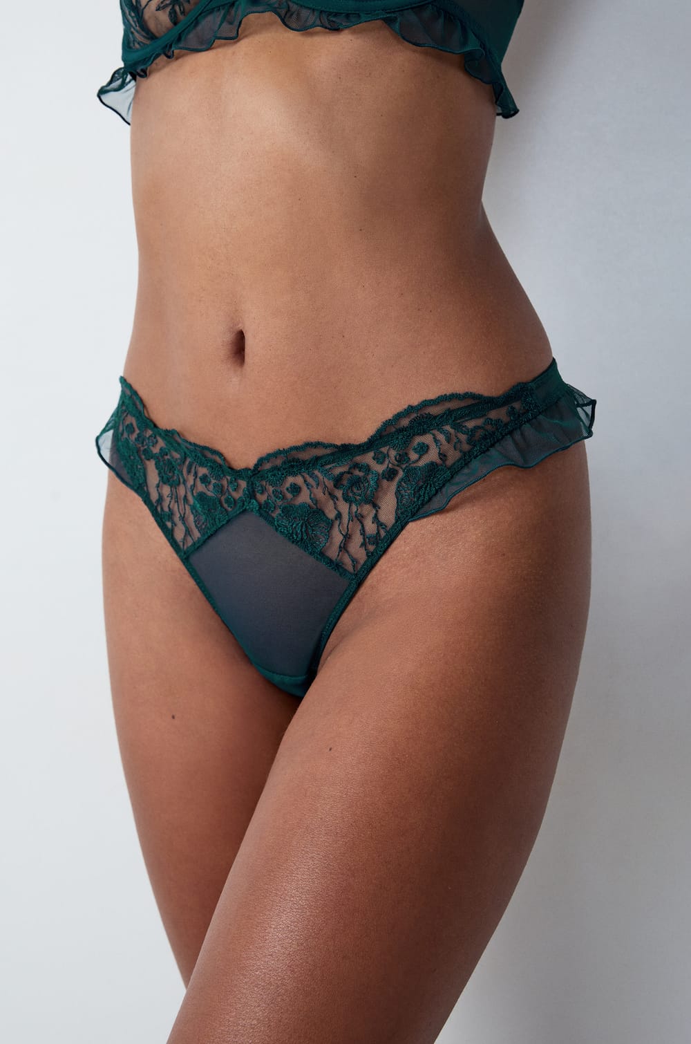Embroidered Tulle Thong;${refinementColor}