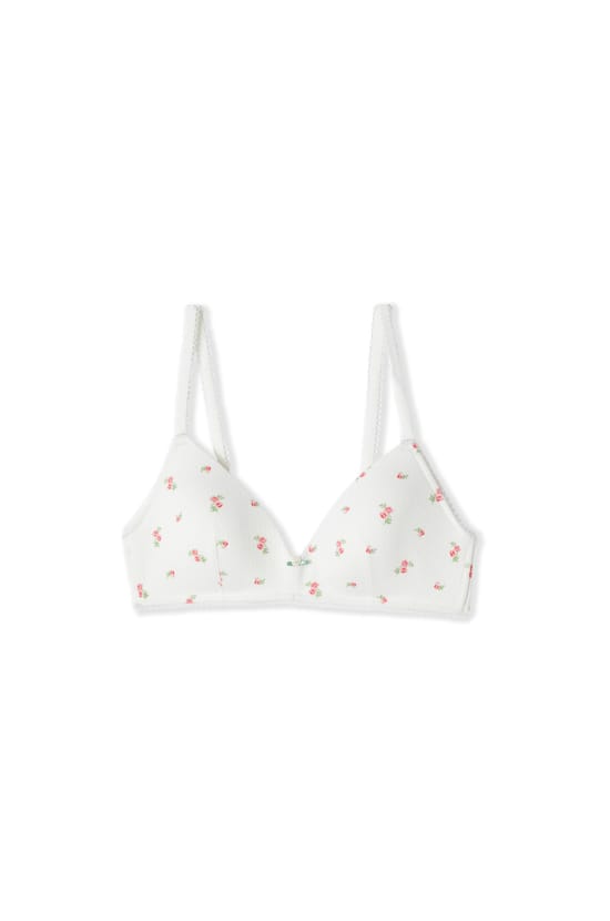 Lightly Lined Cotton Pointelle Patterned Bra;${refinementColor}