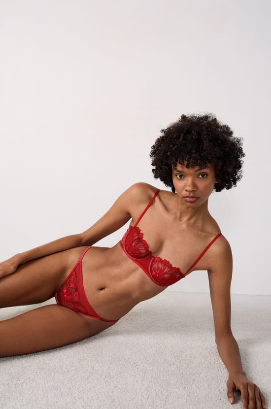 Embroidered Tulle Thong;${refinementColor}