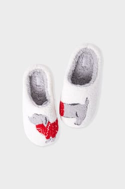 Chaussons à motifs en fausse fourrure;${refinementColor}