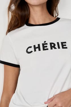 Short-sleeved T-shirt with "Ch&eacute;rie" print;${refinementColor}