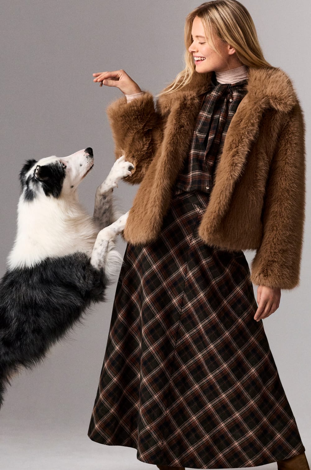 Short Faux Fur Coat;${refinementColor}