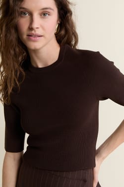 Pull &agrave; manches courtes en maille;${refinementColor}