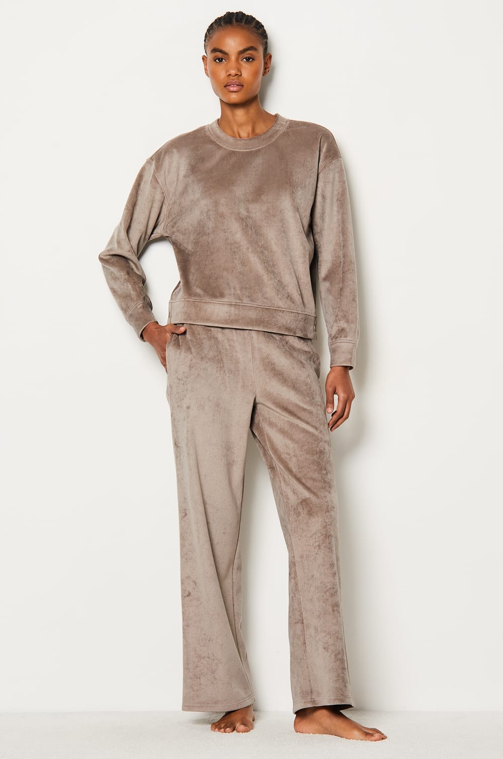 Geripptes Pyjama-Sweatshirt;${refinementColor}