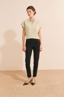 Pull manches courtes avec col polo;${refinementColor}