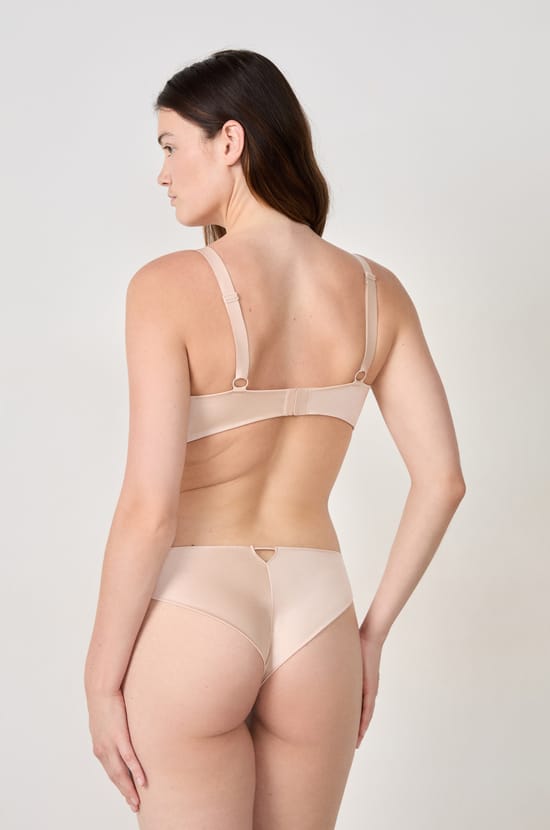 Shiny effect triangle bra;${refinementColor}