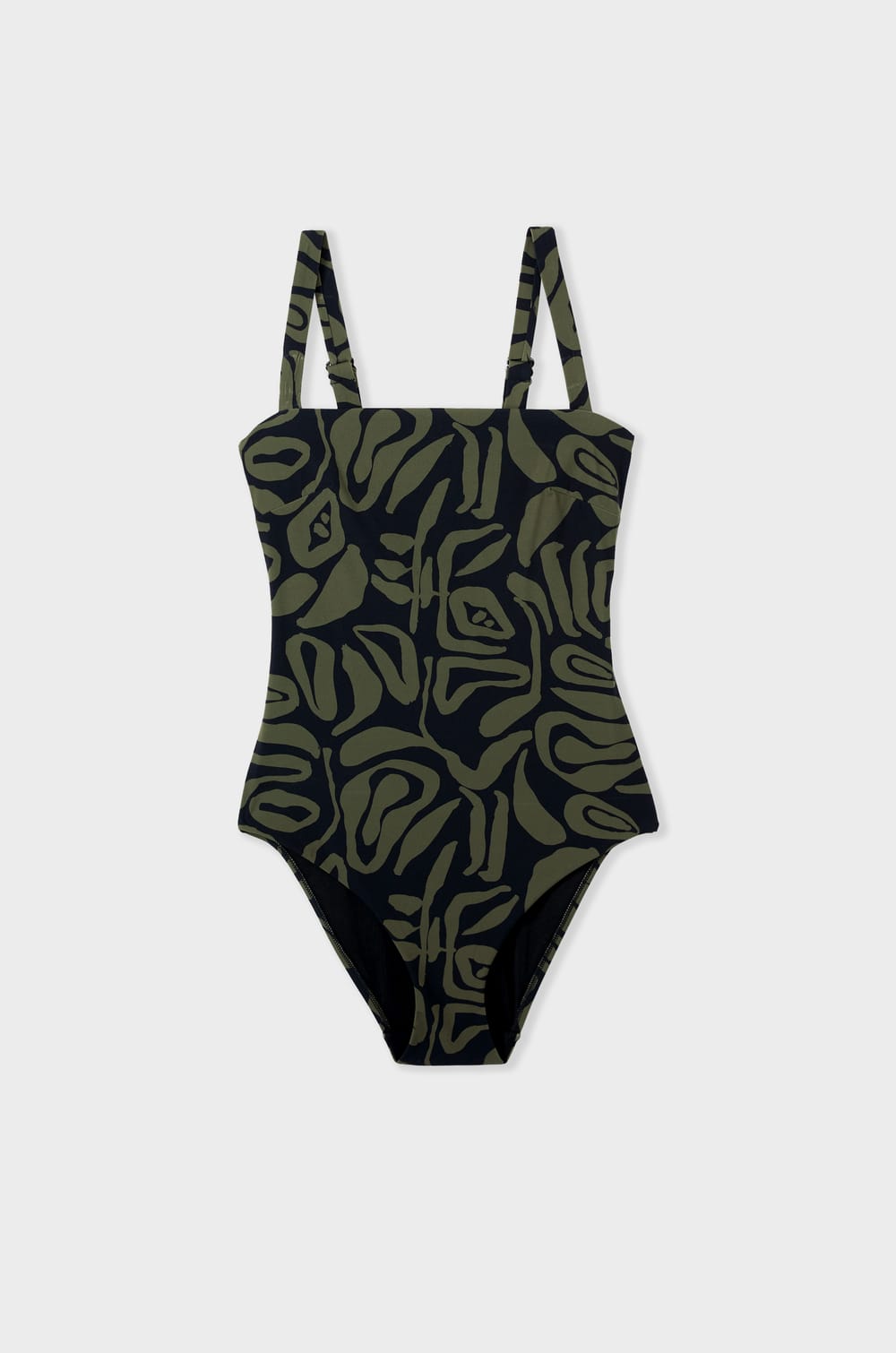 Shaping one-piece swimsuit with square neckline and pattern;${refinementColor}