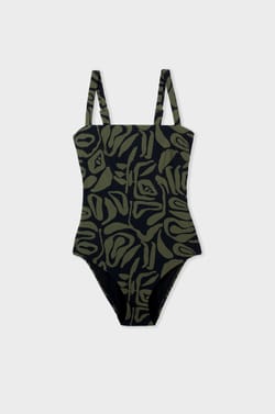 Shaping one-piece swimsuit with square neckline and pattern;${refinementColor}