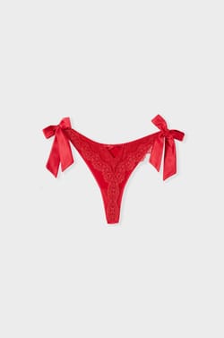 Tanga en broderie avec noeuds;${refinementColor}