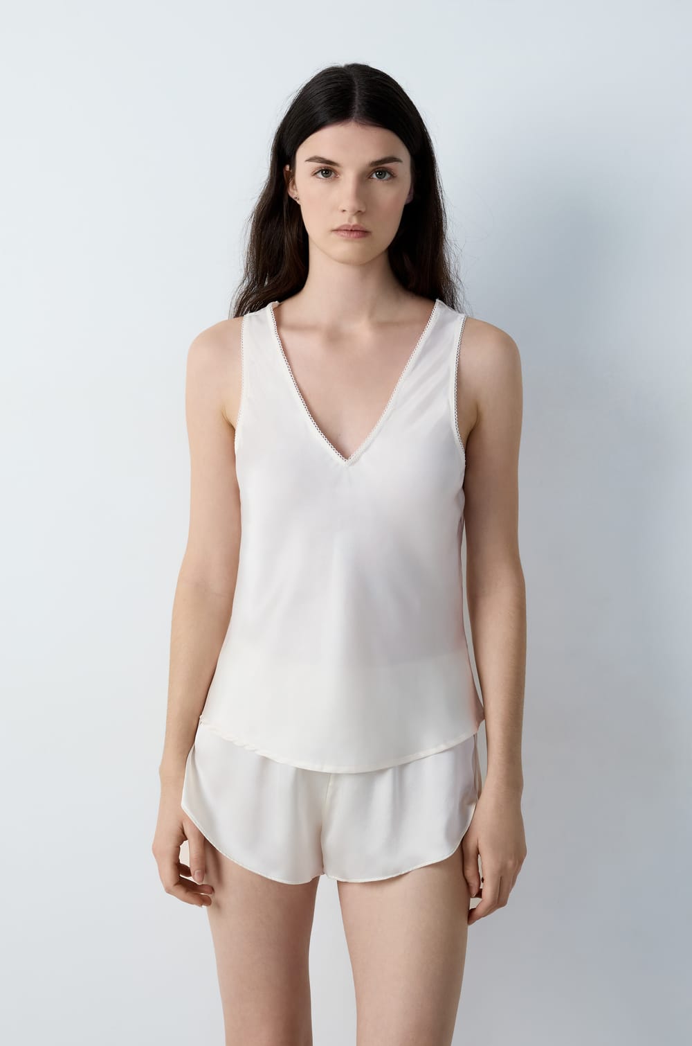 Satin Pyjama Tank Top;${refinementColor}