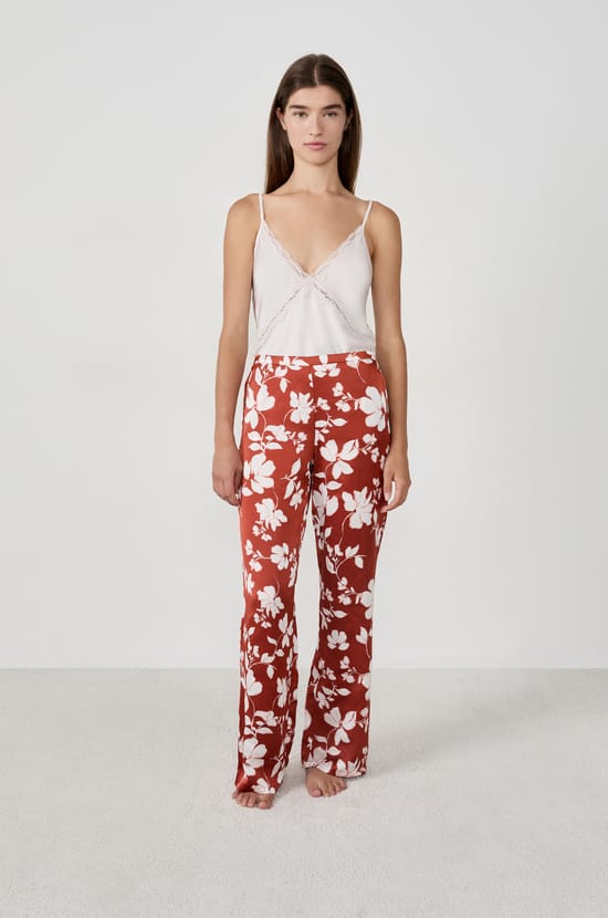 Pantalon de pyjama satiné à imprimés;${refinementColor}