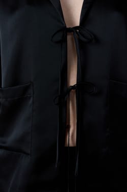 Satin Pyjama Shirt with Bow;${refinementColor}