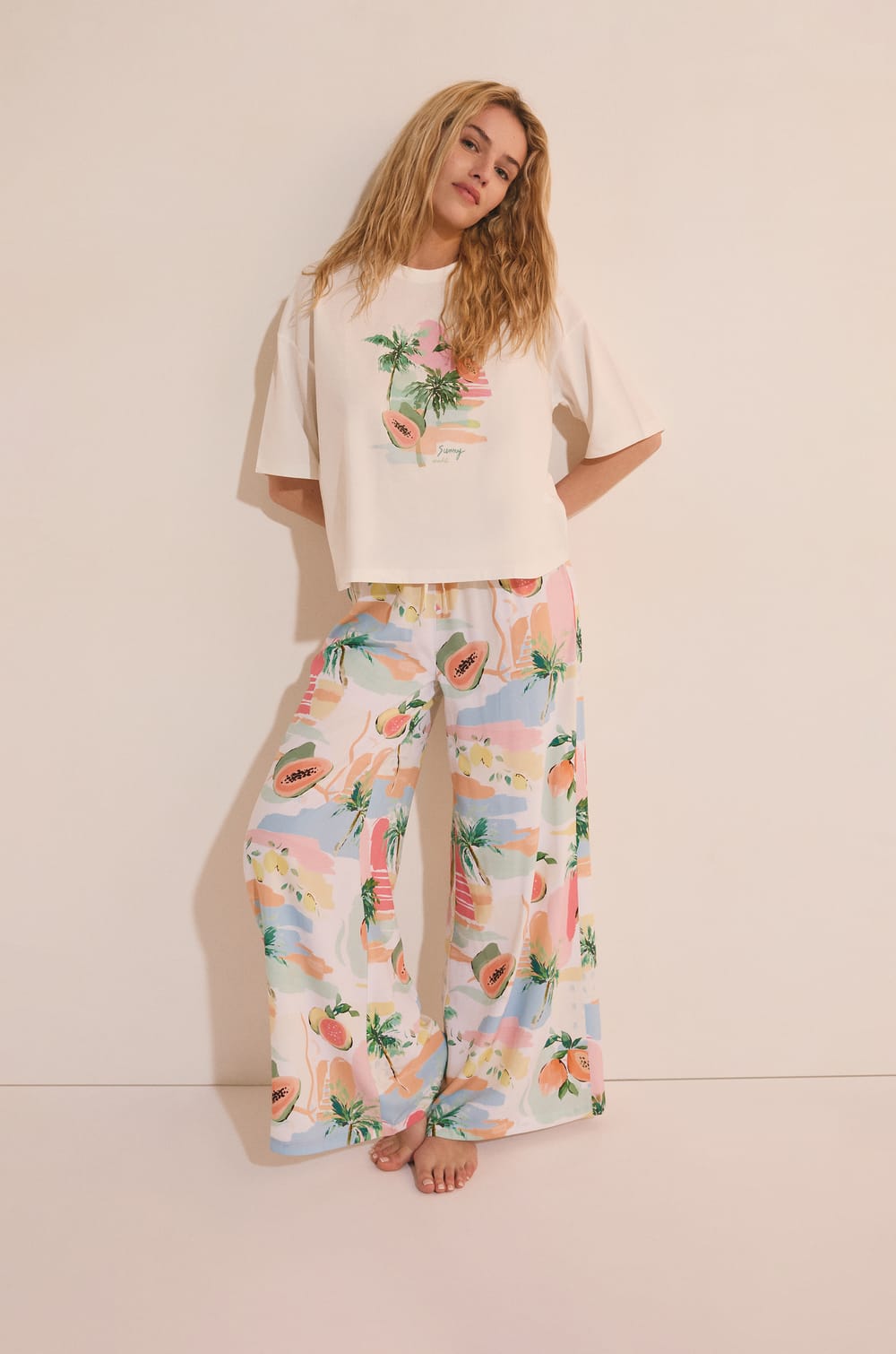Pantalon de pyjama &agrave; motifs;${refinementColor}