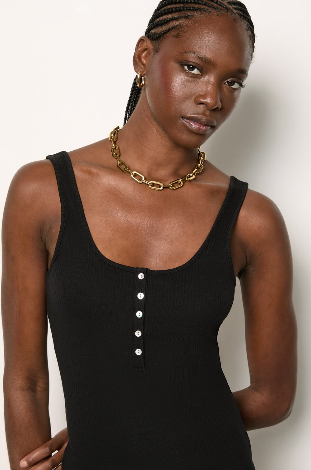 Débardeur col boutonner;${refinementColor}