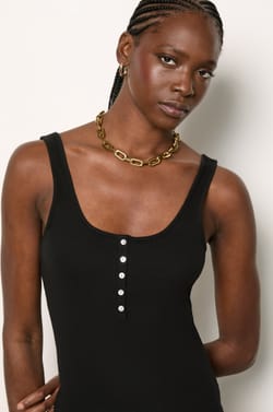 Débardeur col boutonner;${refinementColor}