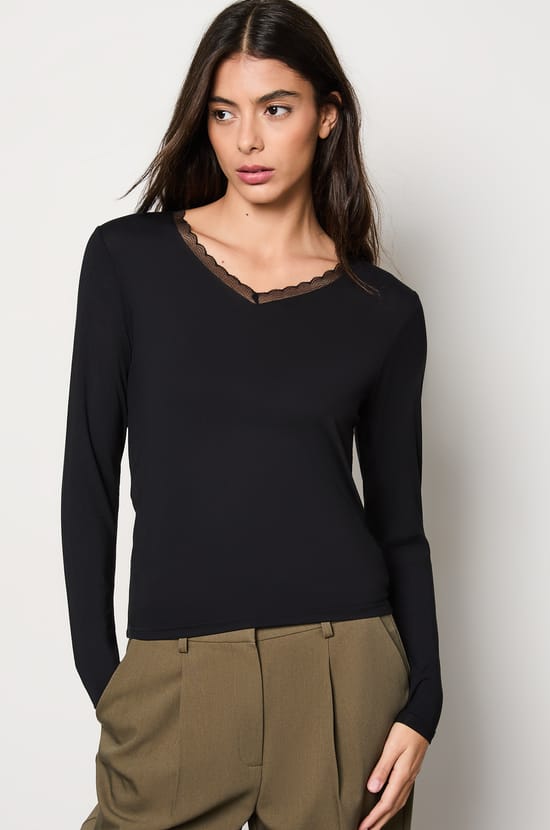 Long Sleeve Thermal Knit T-Shirt;${refinementColor}