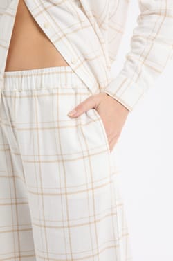 Pantalón de pijama a cuadros de algodón;${refinementColor}