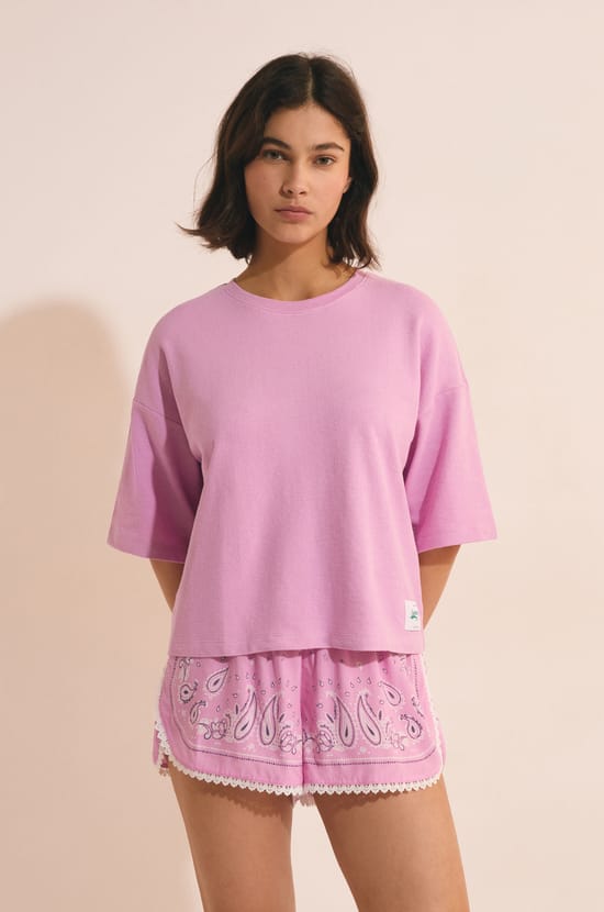 T-shirt de pyjama manches courtes en coton;${refinementColor}