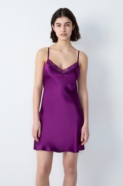 Silk nightdress with lace details;${refinementColor}