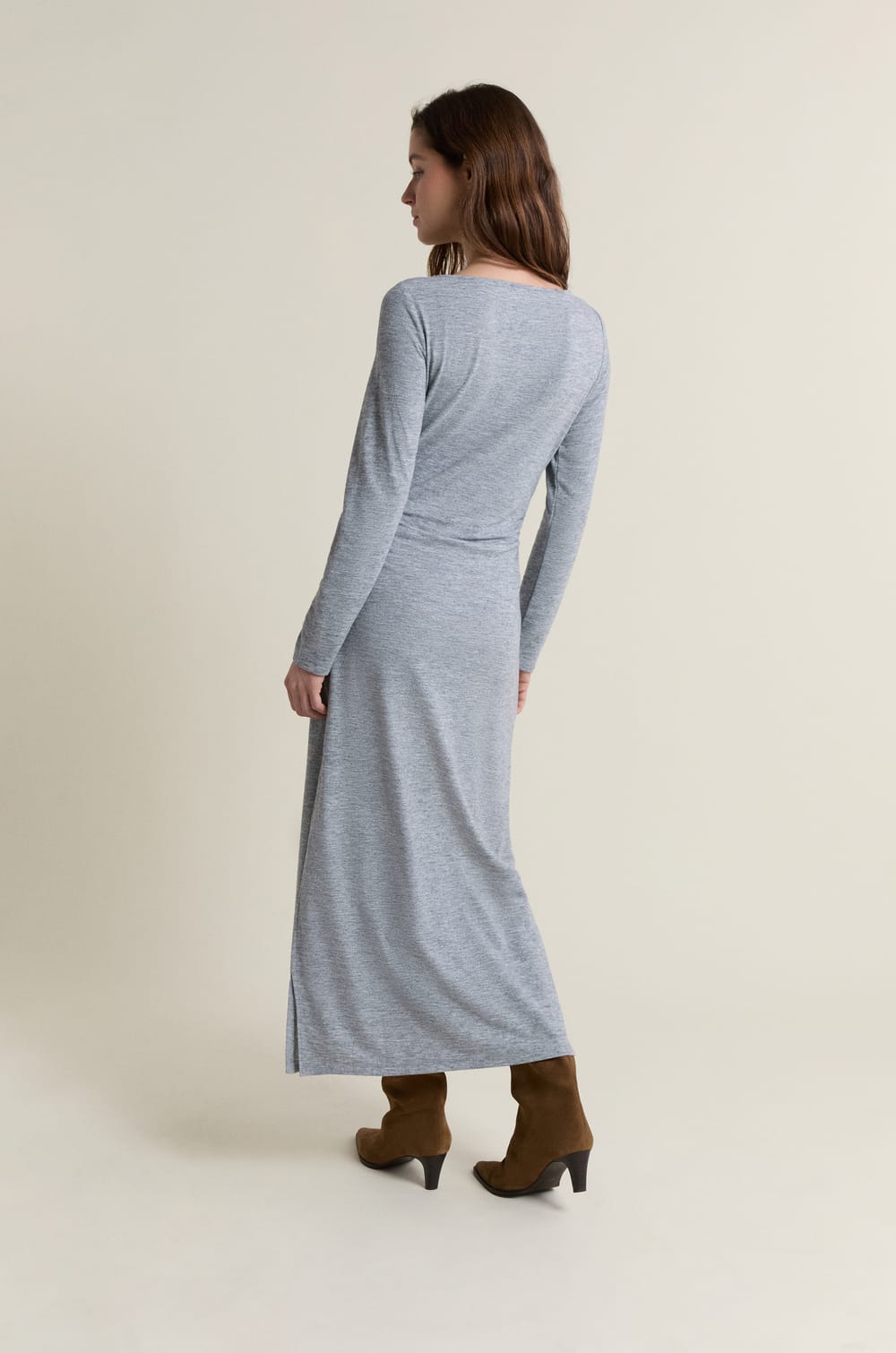 Long Dress with Boat Neckline;${refinementColor}