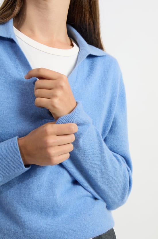 Pull col polo en cachemire;${refinementColor}