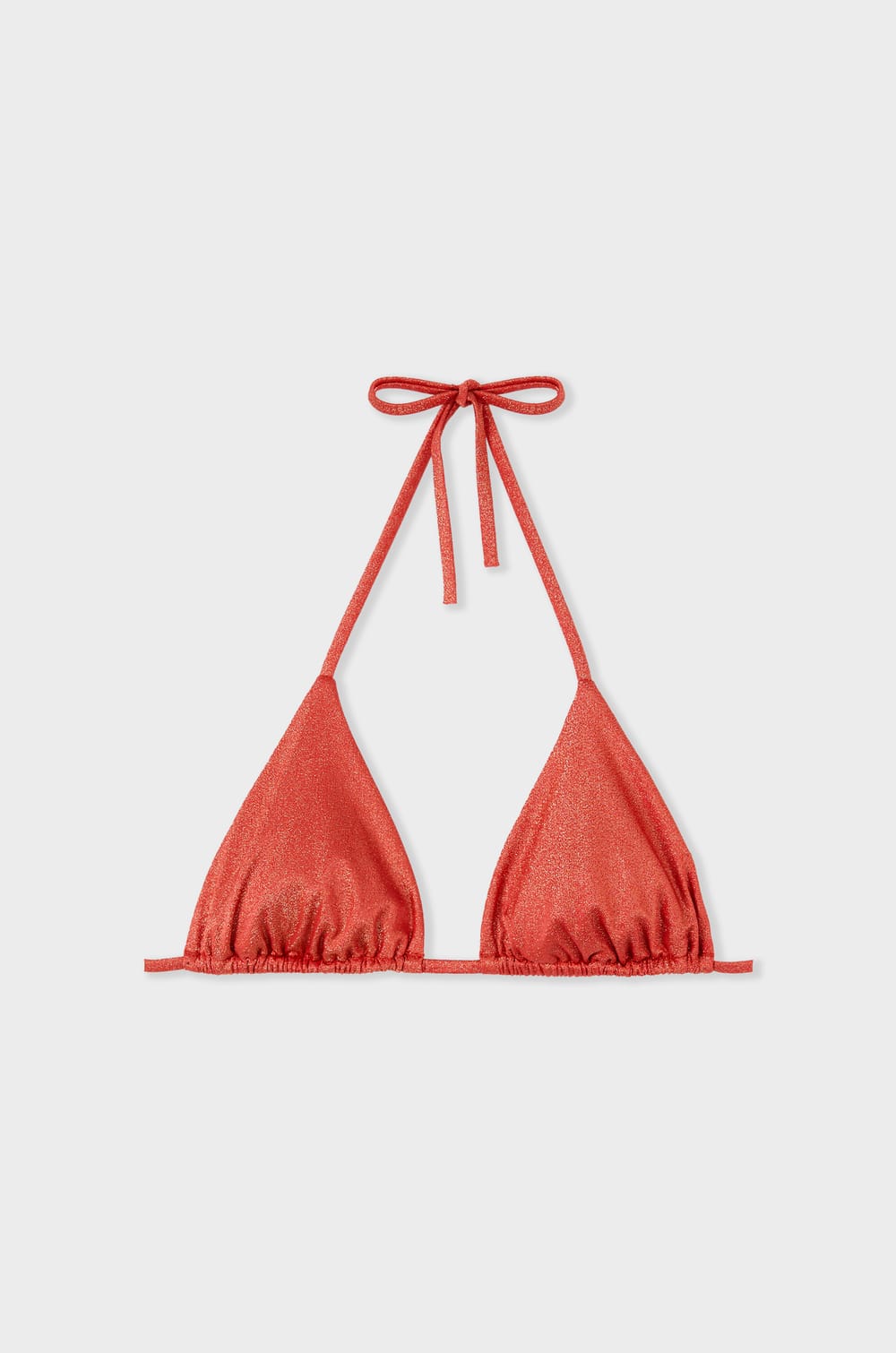 Glittery Triangle Bikini Top;${refinementColor}
