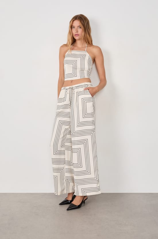 Pantalon satiné imprimé;${refinementColor}