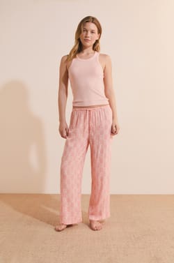 Pantalon de pyjama 7/8 &agrave; motifs;${refinementColor}