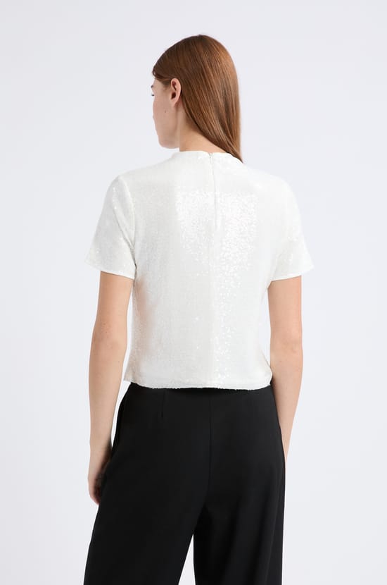 Short-sleeved sequin T-shirt;${refinementColor}