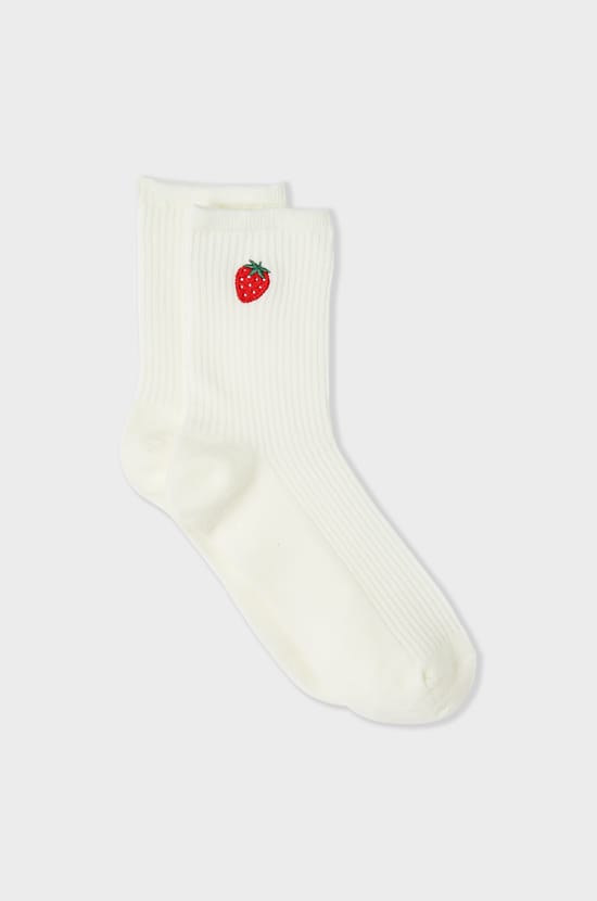 Chaussettes cotel&eacute;es avec coton &agrave; motif fraise;${refinementColor}