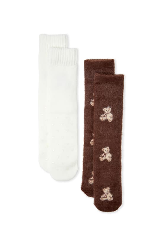 Chaussette moumoute &agrave; motifs ourson;${refinementColor}