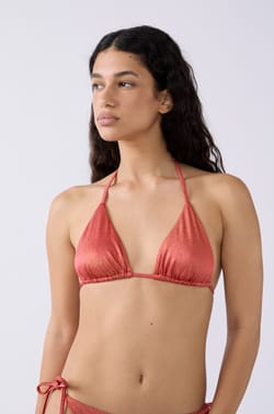 Glittery Triangle Bikini Top;${refinementColor}