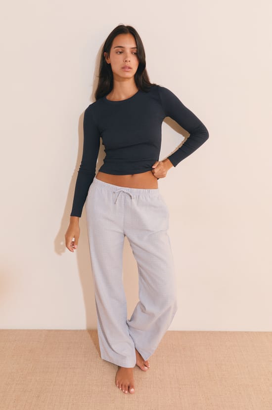 Pantalon de pyjama &agrave; carreaux en coton;${refinementColor}